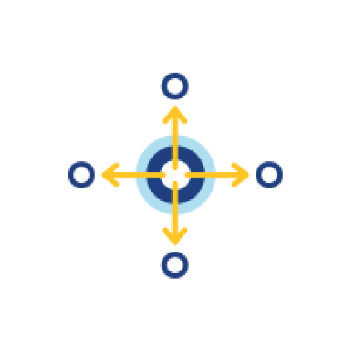 A graphic showing four expanding lines.